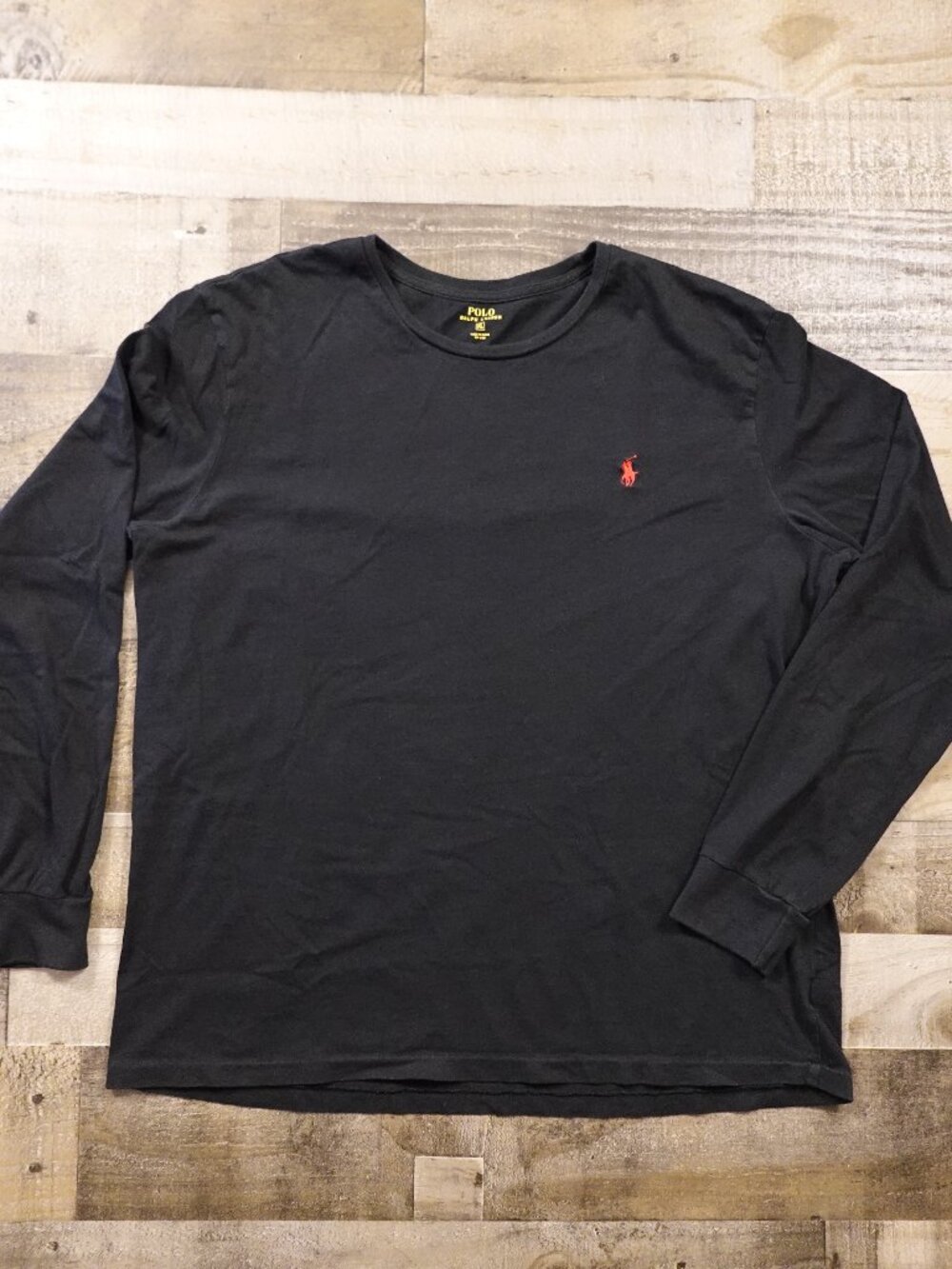 Polo Ralph‎ Lauren Long Sleeve T Shirt Men’s XL Black Red Pony Logo Crewneck